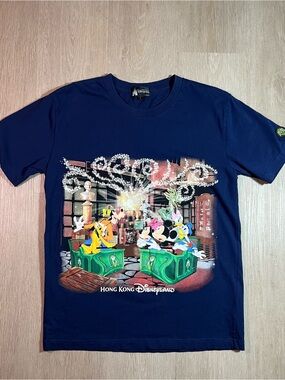 Hong Kong Disneyland Exclusive Navy Blue Graphic Mickey and Friends Tee Shirt
